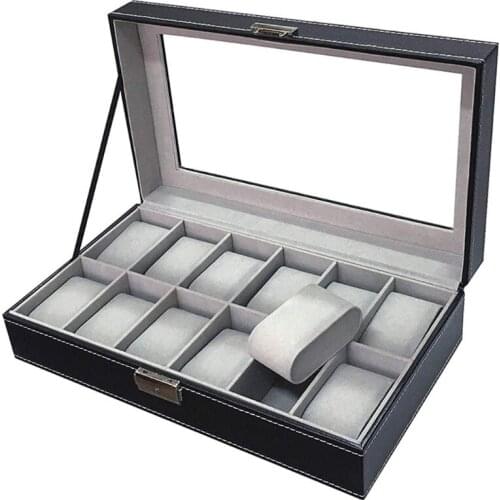 12 Slot PU Leather Watch Box Watch Dislpay Box Exquisite Durable Watch Storage Box Men Women Watch Organizer Case