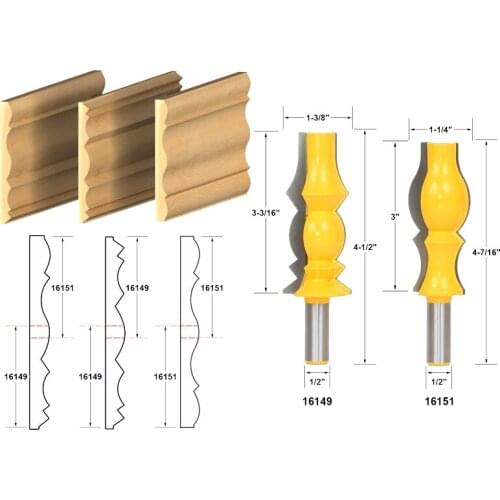 2pcs/set Bit Crown Molding Router Bit Set - 1/2" Shank