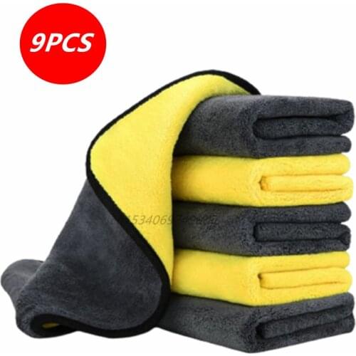 3/6/9PCS 600GSM Car Styling Microfiber Cleaning Towel Wash Towels For Car Double Layer Extra Soft Cleaning Drying Car Wash Cloth