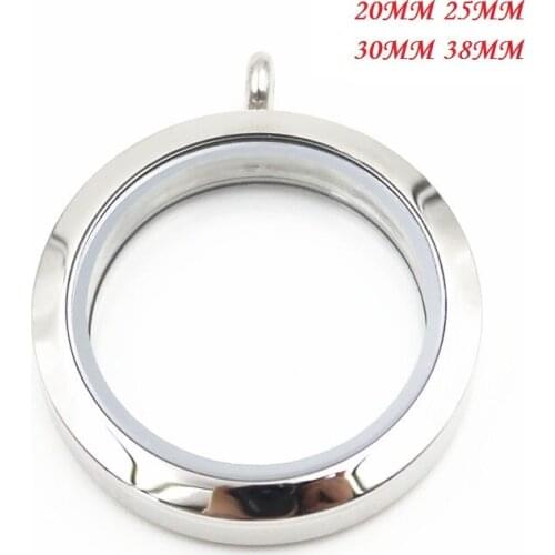 30Pcs/lot Mix Size Round Gold Plain Screw Floating Locket 316L Stainless Steel Floating Charms Memory Glass Locket Pendant