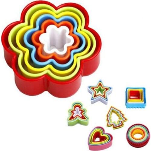 5pcs/set Cookies Cutter Frame Fondant Biscuit Cake Mould DIY Star Chirstmas Tree Round Heart Flower Mold Cookie Maker