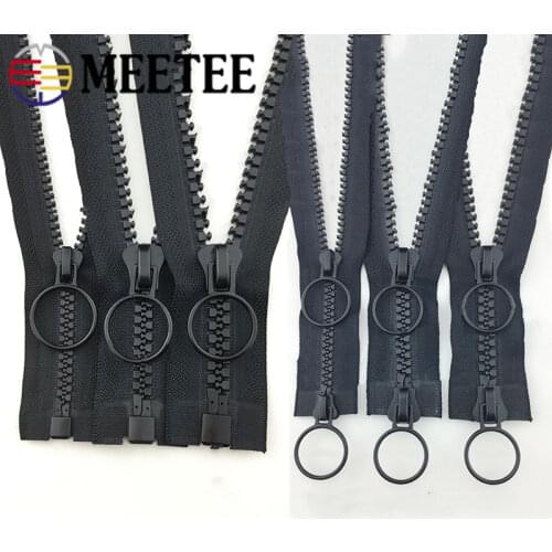 60-200cm 5# 8# 10# Resin Open-End Double Slider Zippers Down Jacket Plastic Zip DIY Garment Sew Zips Two-way Opening Tail Zipper