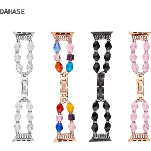 Colorful Beads Bracelet For Apple Watch Series 1 2 3 4 5 6 SE Band Women Wristband For iWatch Strap 38 40 42 44mm Watchband