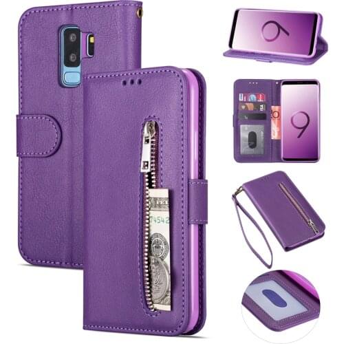 Luxury Zipper Leather Case For Samsung Galaxy J3 J4 J5 J6 J7 J8 Plus 2017 2018 J530 J730 Fashion Women PU Wallet Cover Bag Coque