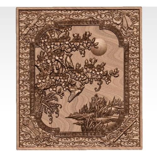 Plum blossom 3D model relief for cnc router 3D printer artcam aspire in STL file format - chinese home decor relief