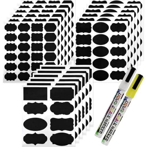 50 Premium Chalkboard Labels Bulk - Free Erasable Chalk Pen - Removable Blackboard Sticker Label for Jars Glass Bottle Kids