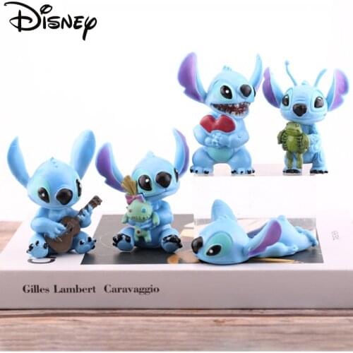 Disney Action Figures Toy Lilo&stitch Doll 8.5cm Stitch Figure Micro Landscape Doll Decorations Gifts Cute Car Cake Accessories