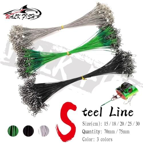 WALK FISH 20PCS Anti Bite Steel Wire Leader with Swivel Anti-bite Fishing Line 10/15/18/20/30cm Fishing Accessory Fishing Wire