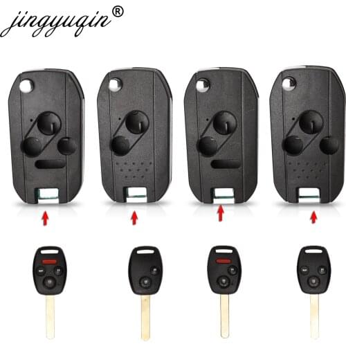 Jingyuqin 2/3/4 Buttonws Remote Modified Flip Folding Key Shell Case For Honda CRV Fit Accord Civic Fob Cover