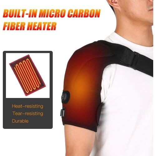 Massaging Heated Shoulder Wrap Brace Heating Infrared Pad Strap Shoulder Compression Sleeve with UK/US/EU Adapter