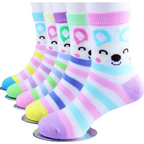 Spring-Summer children socks baby girls boys cartoon animal mesh socks 5pairs/lot soft comfortable 1-12Y kids socks fashionable