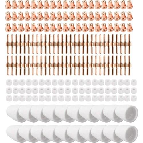 200Pcs PT-31 JG-40 WSD-LG40 Plasma Electrode Tips Nozzle Extended Shroud Shield Cup Kit ForCUT50D 50 40 Plasma Cutter