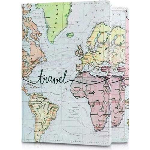 Travel Accessories Newest World Map Passport Holder PVC 3D Print Leather Travel Passport Cover Case Card ID Holders 14cm*9.6cm