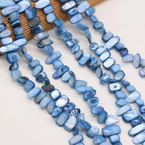 Wholesale Navy Blue Beaded Natural Shell Irregular Rectangle Loose Beads for Jewelry Making DIY Craft Bracelet Necklace 80 Cm