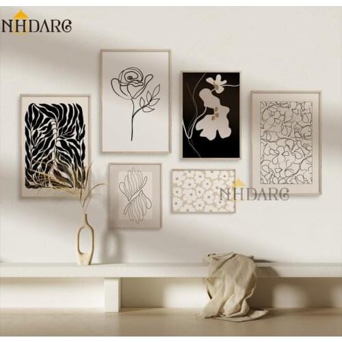 Nordic Canvas Painting Posters And Prints Modern Fashion Black White Plant Flower Wall Art Pictures Living Room Home Decoration