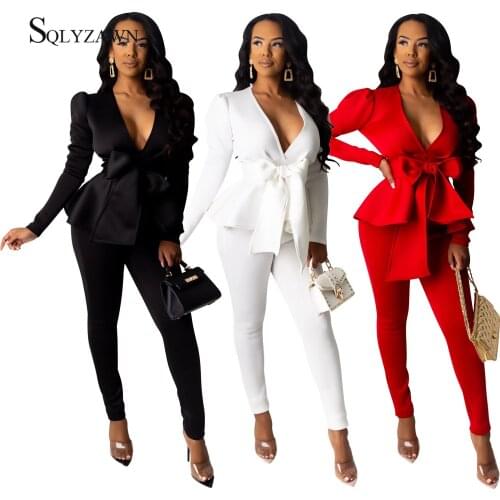 SQLYZAWN Women's Trouser Suits Two