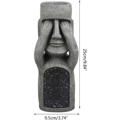 066E Resin Sculpture Figurine No See/Hear/Speak Evil Garden Easter Island Statue Vase