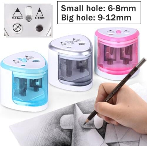 Tenwin 8004 Electric Pencil Sharpener & Posture Correction Pencils HB/2B Stationery Two-hole Switch Automatic Pencil Sharpener
