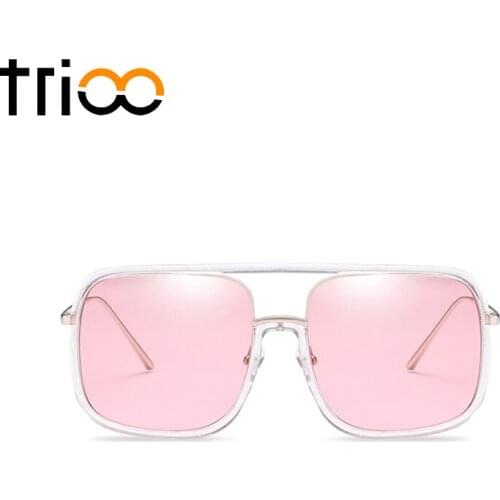 TRIOO Quality Trending New Sunglasses Women Pink Square Mirror Color Sun Glasses Female Brand Design Shades Lunette