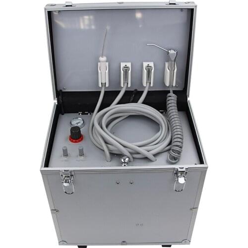 Oiless Air Compressor and Suction system included Portable Dental Unit with Stainless Water Water bottle and Air Tank