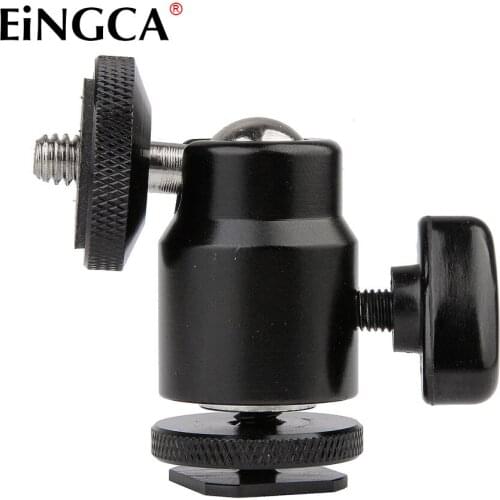 Rotating 360 Degree Camera Tripod Mini Ballhead Ball Head Hot Shoe Adapter to 1/4 Screw Mount DSLR Accessories