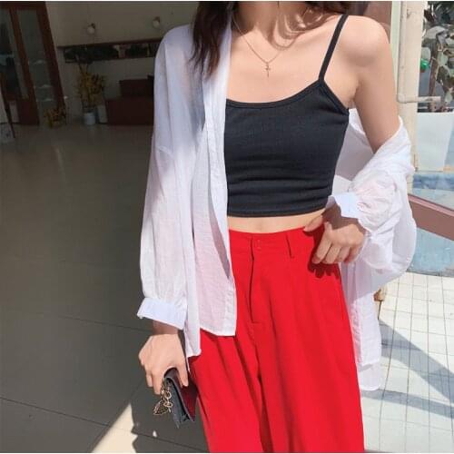Women Sexy Crop Tops Halter Camis Top Waistcoat Sleeveless Tee Vest Solid Color Tide Slim Streetwear Cropped Tank Plus Size S-XL