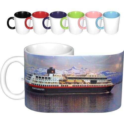 Winter Wonder Land Ceramic Mugs Coffee Cups Milk Tea Mug Norway Molde Ship Hurtigruten Cristmascard Water Sea Ocean Reflections
