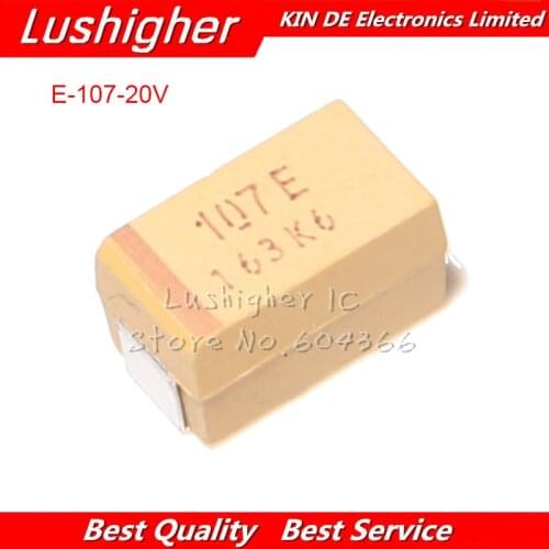 10PCS E 7343 CASE 20V 100UF 107E 107D SMD Tantalum Capacitor