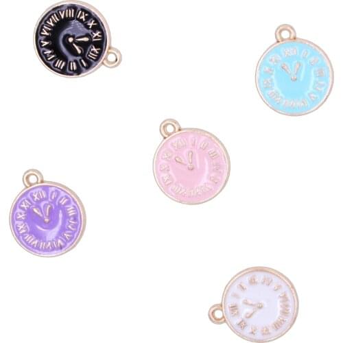 10pcs/Lot Clock Diy Handmade Oil Enamel Charms Design for Jewelry Making Earring Bracelet or Necklace or Zipper