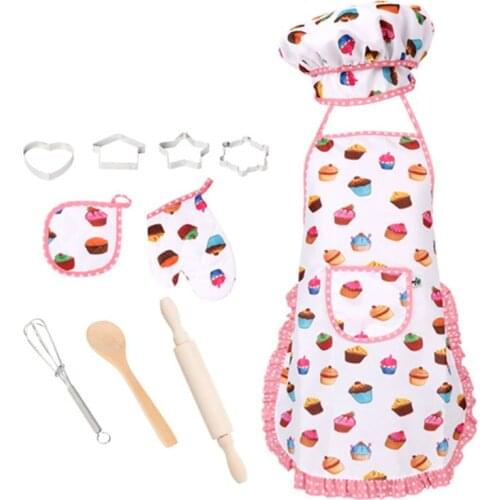 13Pcs Chef Role Play Set with Dress up Costume and Kitchen Accessories 425F