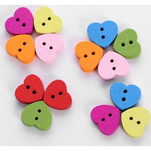 Hot Sale 14 pcs New Cute Colored mahogany buttons round mix two holes suitable for clothing diy buttons bag accessories 13*15mm