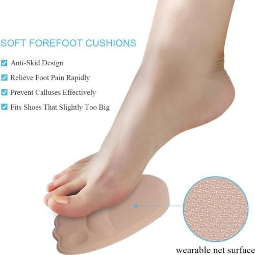 2 Pairs Anti-slip Silicone Forefoot Pad Thicker Half Yard Pad For High Heels Shoes Woman Lady Foot Pad Protector 2 Styles Choose