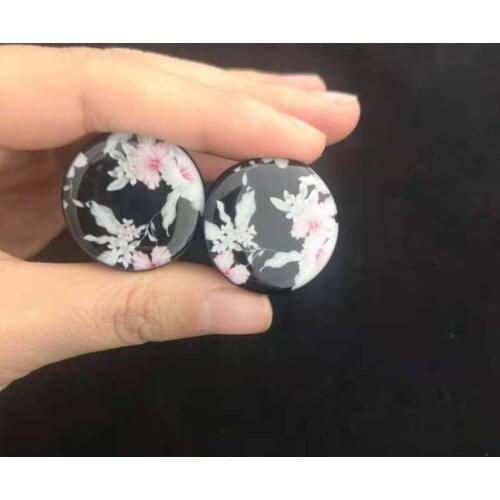 2pieces Acrylic Ear Tunnel Plugs Ear Gauges Body Piercing Plugs and Tunnels Earrings for Women Ear Reamer Expander Flower