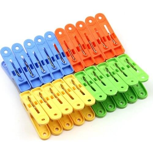 20Pcs Plastic Clothespins Clothes Pegs Laundry Hanging Pin Clip Household Clothespins Socks Underwear Drying Rack Holder Random