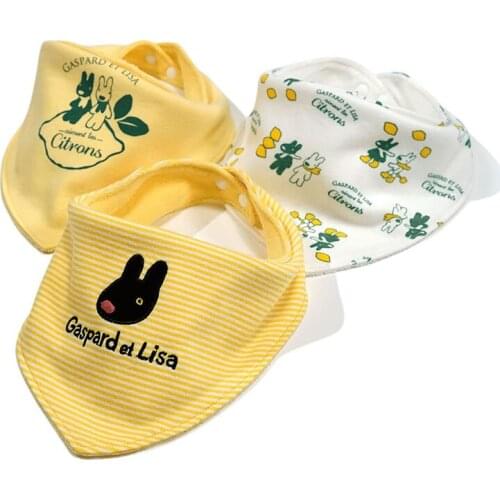 3Pcs/lot 0-36M Newborn Cartoon Triangle Scarf Baby Cute Printing Triangle Saliva Towel Infant Adjustable Snap Button Soft Bib