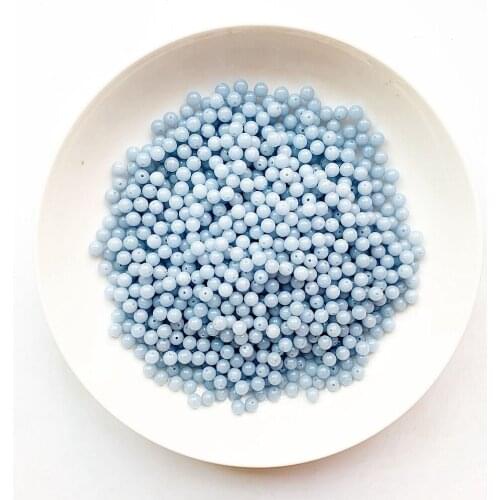 30pcs Natural Blue Anhydrite Angelite Stone Beads Round 6mm Loose Beads Ball with Hole for Diy Crafts Home Decor items