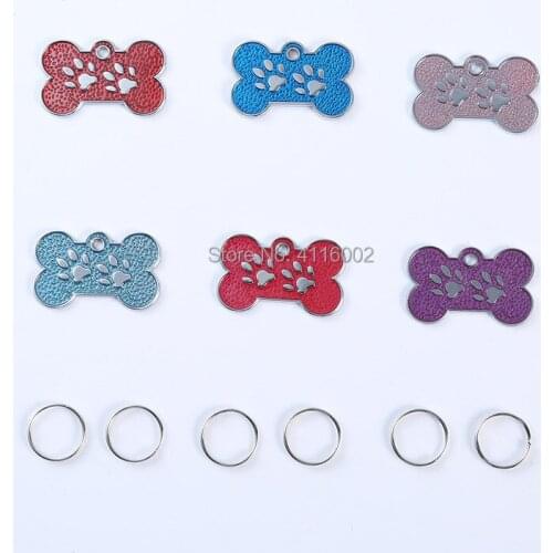 500pcs Colorful Bone Shape Metal Pet Dog Tag Personalized Engraved Pet ID Tags Dog Cat Name Phone Number Address
