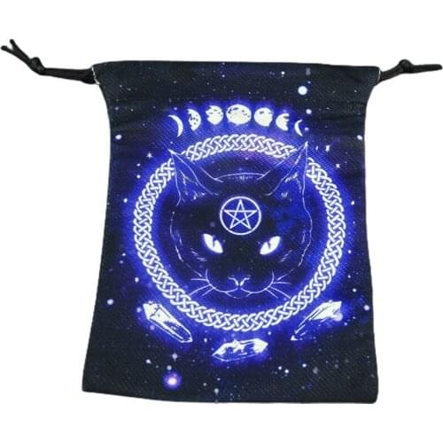 Velvet Tarot Card Storage Bag Velvet Double Sided Printed Board Game Card Mini Drawstring Package Game Tarot Storage Bag