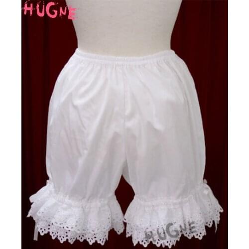 Girls White sweet Loilita Bloomers school students lace Trim Shorts Bow Cotton safety under pants