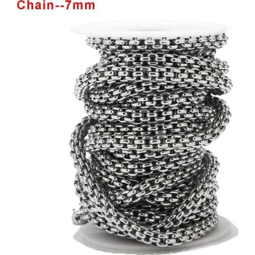 1M/2M/5M/10M 7mm Width Stainless Steel Multiple circles Chains DIY Link Chain Necklace Jewelry Accessories top Quality