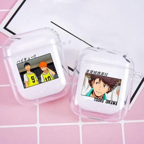 Japan Anime Oya Oya Oya Haikyuu Love Volleyball Earphone Case for Airpods 1 2 Wireless Bluetooth Earphone Cover soft Clear Capa
