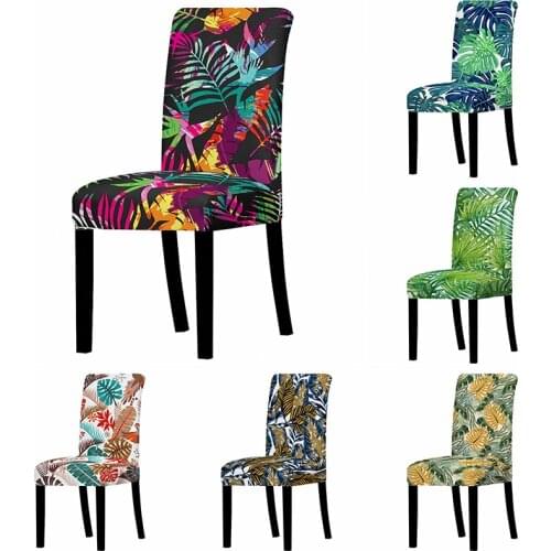 Chair Cover Plant Leaves Spandex Stretch Dining Chair Seat Cover Removable Washable Kitchen Party Chair Slipcover Protector