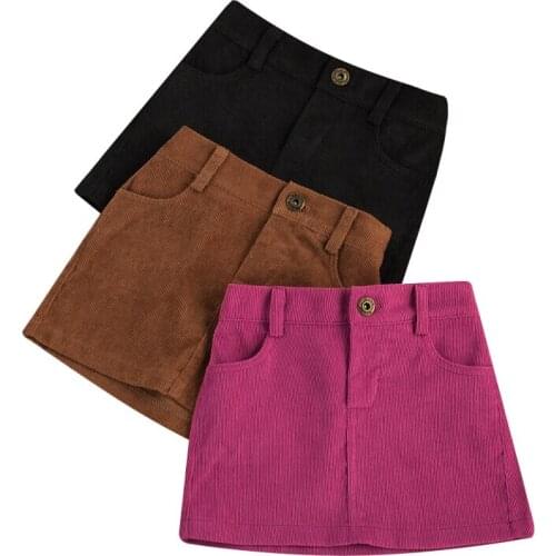 Baby Girls Skirts Kid Corduroy Pocket Skirts For 1-5Years toddler suspender skirt Girls Mini Skirts