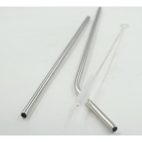 Eco Friendly 8 pcs / Lot Metal Drinking Straw Stainless Steel Reusable Straws For Party Home Bar Accessories + 3 Clean Brush Set