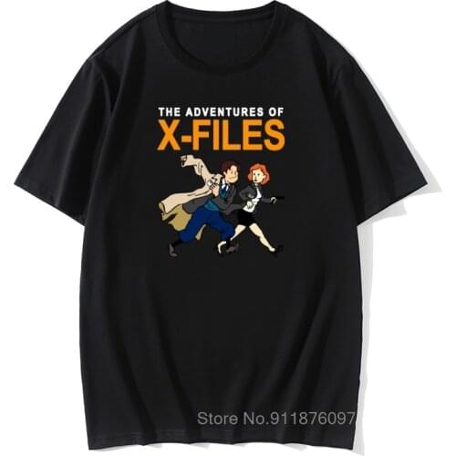 Tin Tin X Files T Shirt Men Cotton Humorous Tops T Shirts Mulder Scully DanaDuchovny Cases Tv Tshirts Camisas