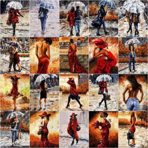 GATYZTORY Paint By Number Girl Drawing On Canvas Handpainted Painting Art Gift Diy Pictures By Number Umbrella Kits Home Decor