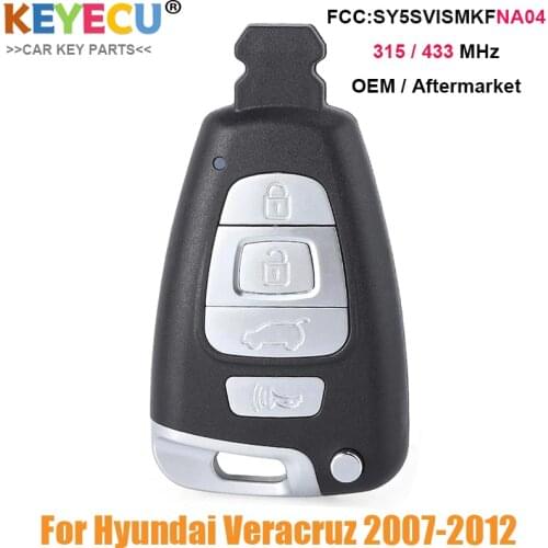 KEYECU Smart Proximity Remote Car Key fob for Hyundai Veracruz 2007 2008 2009 2010 2011 2012, Fob 4 Buttons - 95440-3J600
