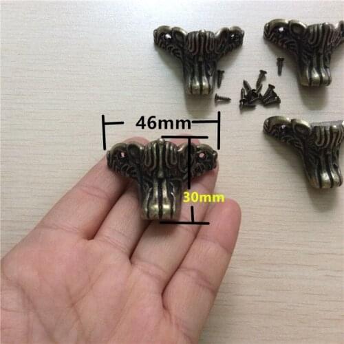Chinese Antique Alloy Wooden Box Corner Feet Desk Edge,Furniture Box Leg Corner Protect Angle,46*30mm,4pcs