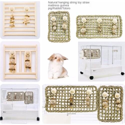 Natural Material Rabbit Guinea Pig Cage Protective Straw Mat Small Pet Cage Wooden Fence Totoro Rabbit Toys Small Pet Chew Toy