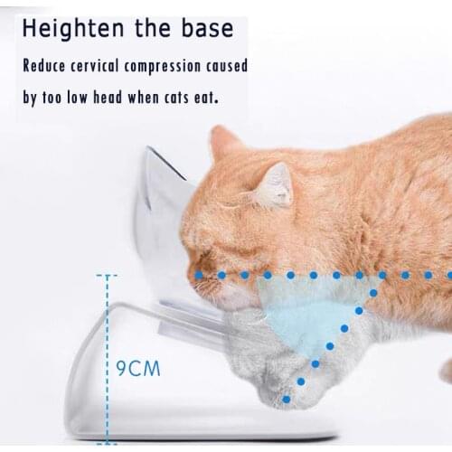 Cat Bowl Cat Bowl Dog Bowl Transparent AS Material Non-slip Food Bowl With Protection Cervical Transparent Cat